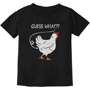imageTstars Funny Shirt  Gift for Toddler ampamp Youth  Chicken Guess What Dinosaur Tee and Monster Tractor Shirt for KidsChicken  Black