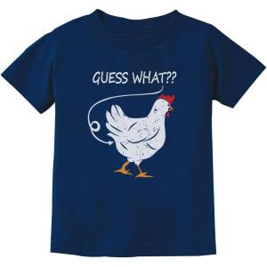 imageTstars Funny Shirt  Gift for Toddler ampamp Youth  Chicken Guess What Dinosaur Tee and Monster Tractor Shirt for KidsChicken  Navy