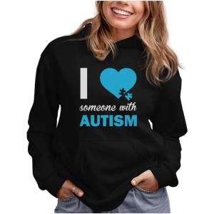 imageTstars Autism Awareness Hoodie I Love Someone With Autism Women HoodieBlack