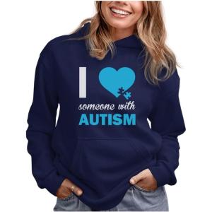 imageTstars Autism Awareness Hoodie I Love Someone With Autism Women HoodieBlue