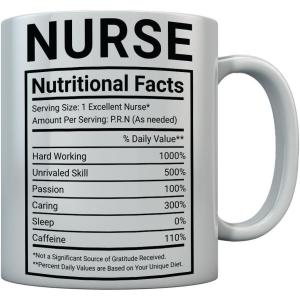 imageTstars Coffee Mug For Nurse  Funny Nurse Nutritional Facts Mug Gift For Nursing Student RN Birthday Christmas Gift for Nurses Nursing School Gift Graduate Coffee Cup 15 Ounce WhiteWhite