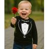 imageTstars Toddler Tuxedo Long Sleeve Shirt  Kids Printed Suit with Bow Tie for Wedding Party or HalloweenBlack