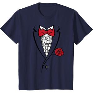 imageKids Printed Ruffled Tuxedo Suit With Red Bow Tie Boys Toddler TShirtNavy Blue