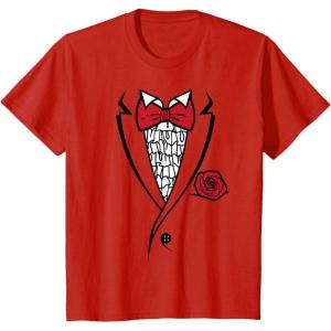 imageKids Printed Ruffled Tuxedo Suit With Red Bow Tie Boys Toddler TShirtRed