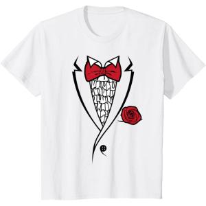 imageKids Printed Ruffled Tuxedo Suit With Red Bow Tie Boys Toddler TShirtWhite