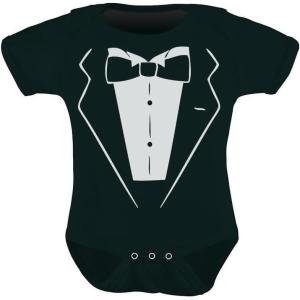 imageTstars Baby Suit Bodysuit with Bow Tie Infant Tuxedo Romper for Halloween Wedding Party Outfit for Boys and GirlsBlack