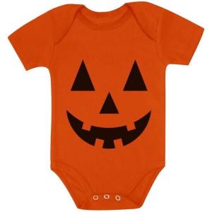 imageTstars Halloween Baby Pumpkin Outfit Jackolantern Face Newborn Girl Boy Infant BodysuitOrange
