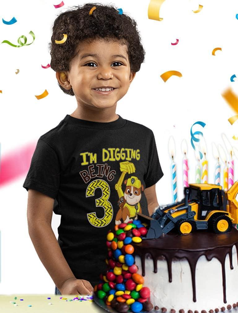 imageRubble Paw Patrol 3rd Birthday Shirt  Fun Gift for 3 Year Old Boy  Toddler Digging Theme Party TShirtBlack