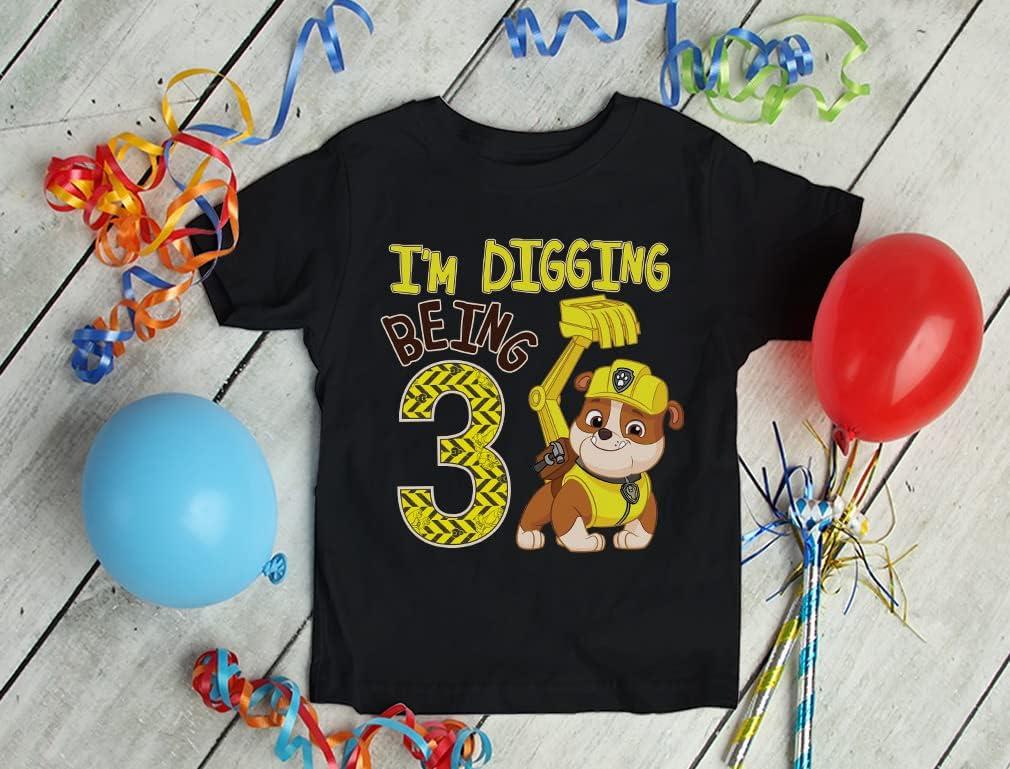 imageRubble Paw Patrol 3rd Birthday Shirt  Fun Gift for 3 Year Old Boy  Toddler Digging Theme Party TShirtBlack