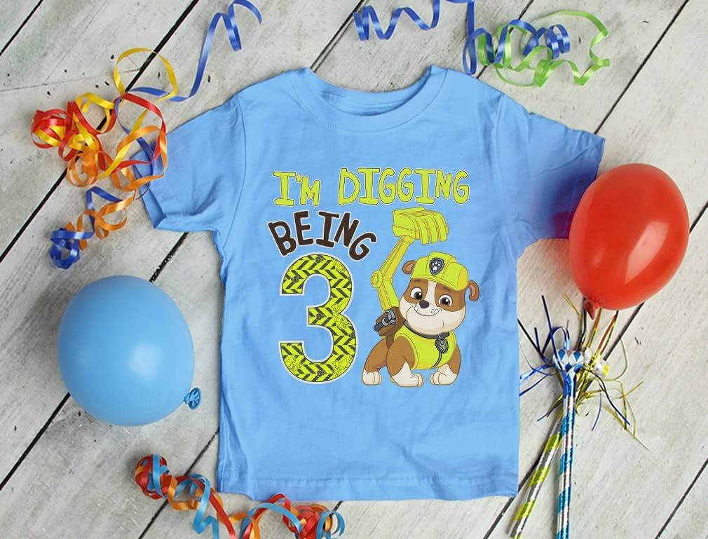 imageRubble Paw Patrol 3rd Birthday Shirt  Fun Gift for 3 Year Old Boy  Toddler Digging Theme Party TShirtCalifornia Blue