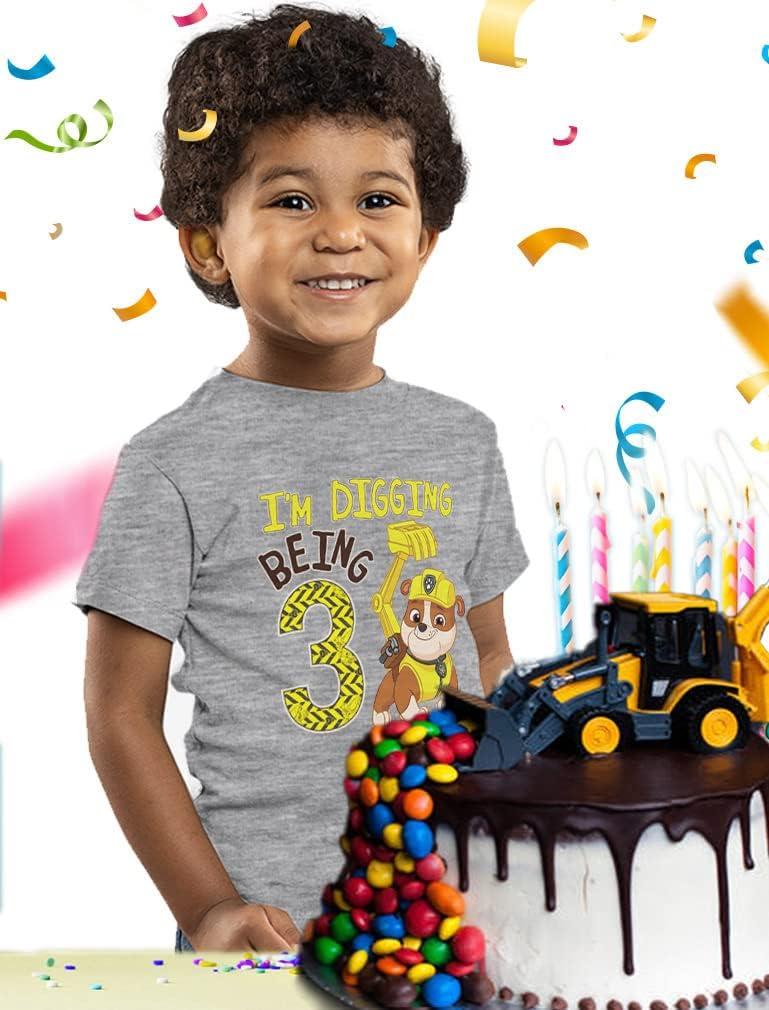 imageRubble Paw Patrol 3rd Birthday Shirt  Fun Gift for 3 Year Old Boy  Toddler Digging Theme Party TShirtGray