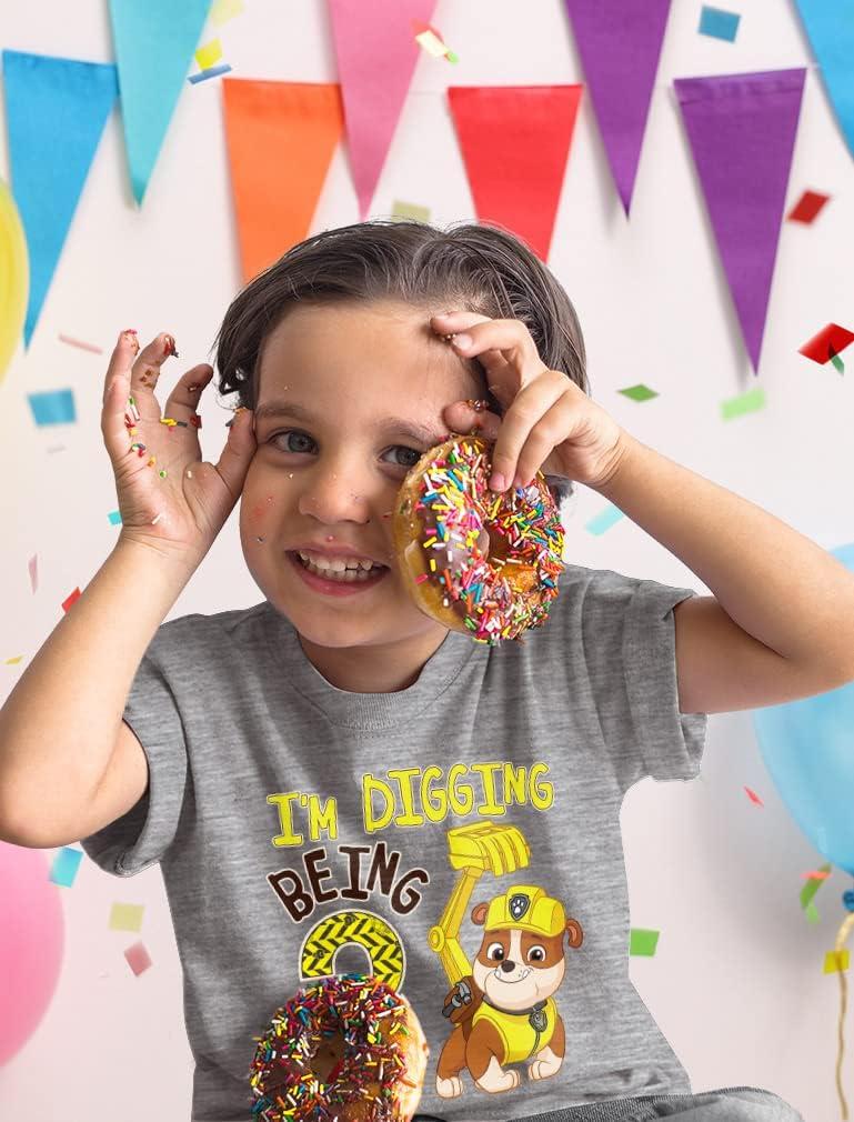 imageRubble Paw Patrol 3rd Birthday Shirt  Fun Gift for 3 Year Old Boy  Toddler Digging Theme Party TShirtGray