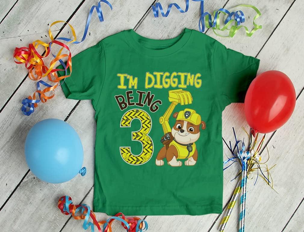 imageRubble Paw Patrol 3rd Birthday Shirt  Fun Gift for 3 Year Old Boy  Toddler Digging Theme Party TShirtGreen