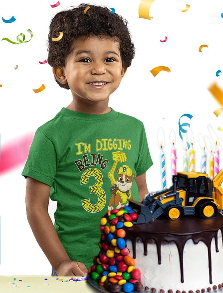 imageRubble Paw Patrol 3rd Birthday Shirt  Fun Gift for 3 Year Old Boy  Toddler Digging Theme Party TShirtGreen