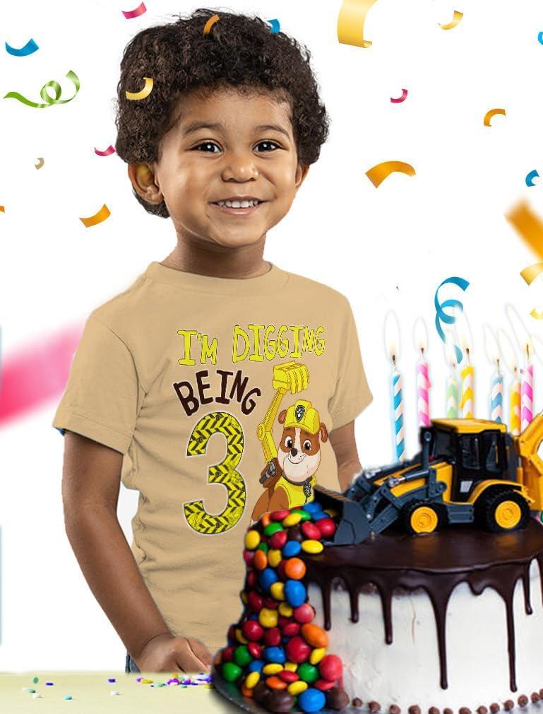 imageRubble Paw Patrol 3rd Birthday Shirt  Fun Gift for 3 Year Old Boy  Toddler Digging Theme Party TShirtLatte