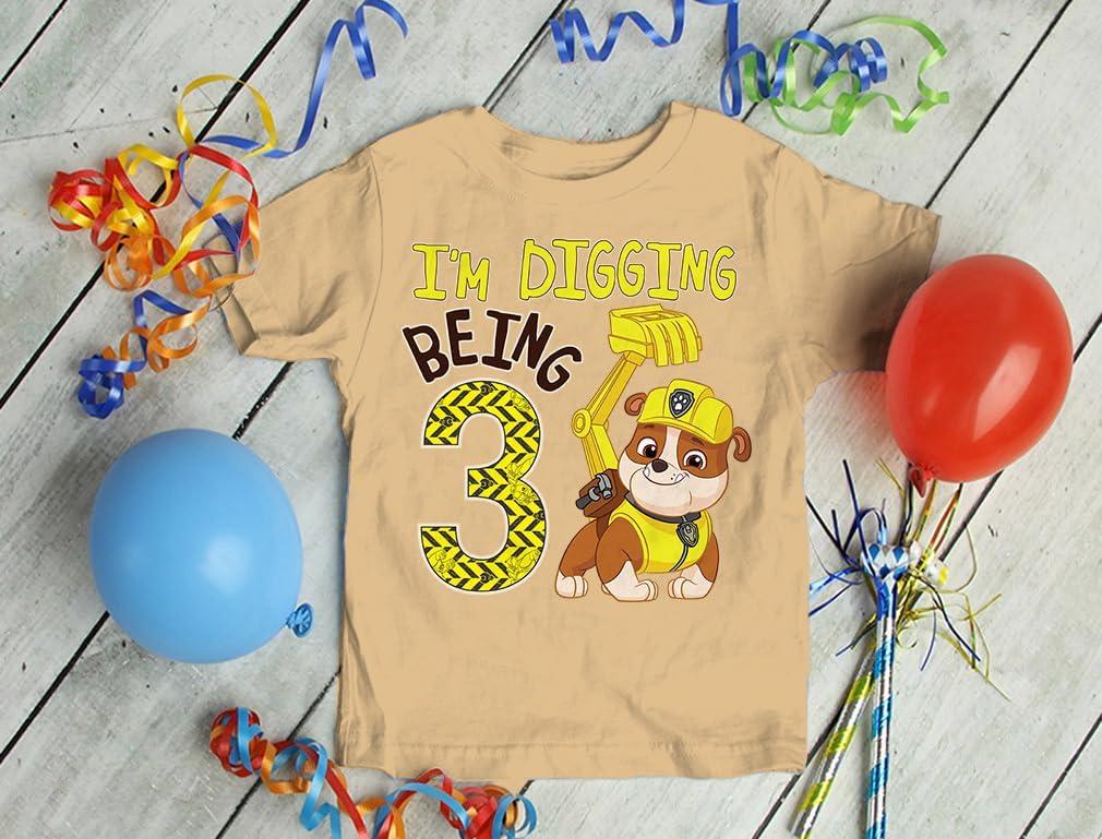 imageRubble Paw Patrol 3rd Birthday Shirt  Fun Gift for 3 Year Old Boy  Toddler Digging Theme Party TShirtLatte