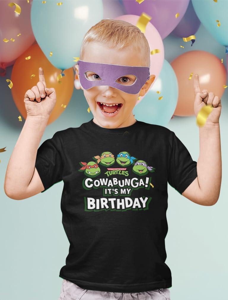 imageTMNT Party Tee for Boys  Cowabunga Ninja Turtles Pizza Shirt Gift for 4th 5th 6th Birthday Toddler KidsCowabunga  Black