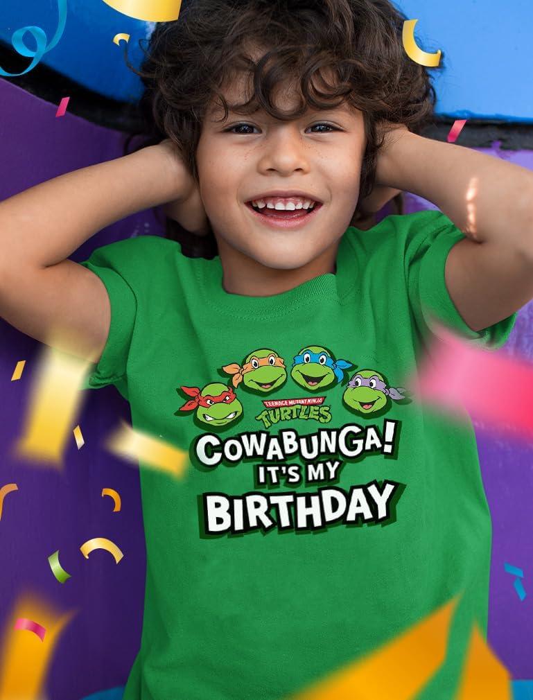 imageTMNT Party Tee for Boys  Cowabunga Ninja Turtles Pizza Shirt Gift for 4th 5th 6th Birthday Toddler KidsCowabunga  Green