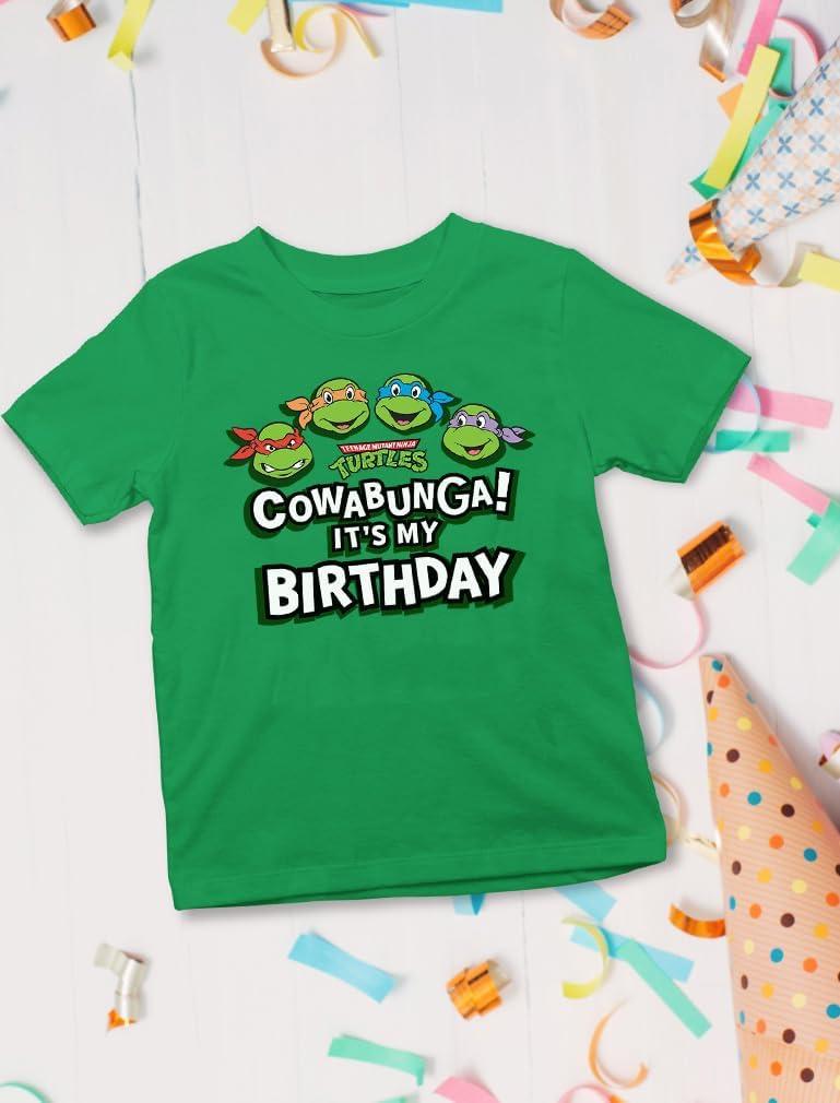 imageTMNT Party Tee for Boys  Cowabunga Ninja Turtles Pizza Shirt Gift for 4th 5th 6th Birthday Toddler KidsCowabunga  Green