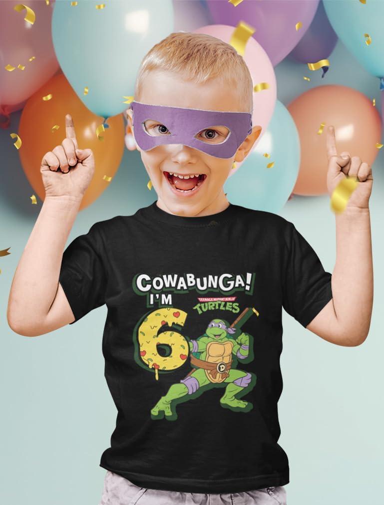 imageTMNT Party Tee for Boys  Cowabunga Ninja Turtles Pizza Shirt Gift for 4th 5th 6th Birthday Toddler KidsCowabunga 6th  Black
