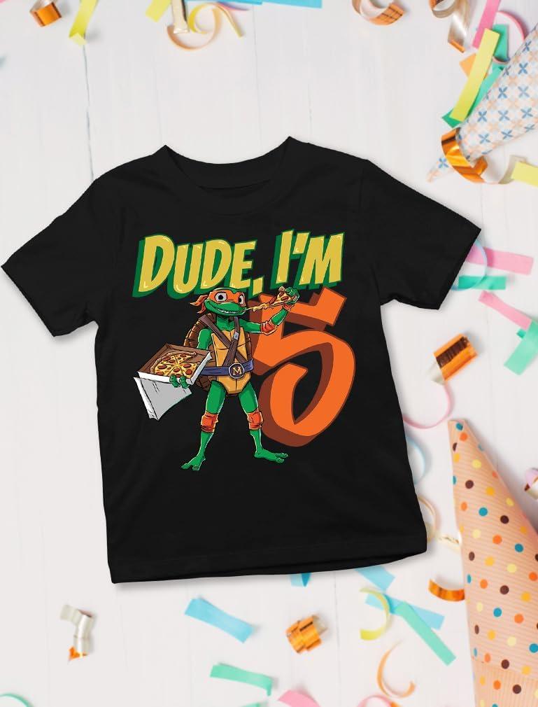 imageTMNT Party Tee for Boys  Cowabunga Ninja Turtles Pizza Shirt Gift for 4th 5th 6th Birthday Toddler KidsDude 5th  Black