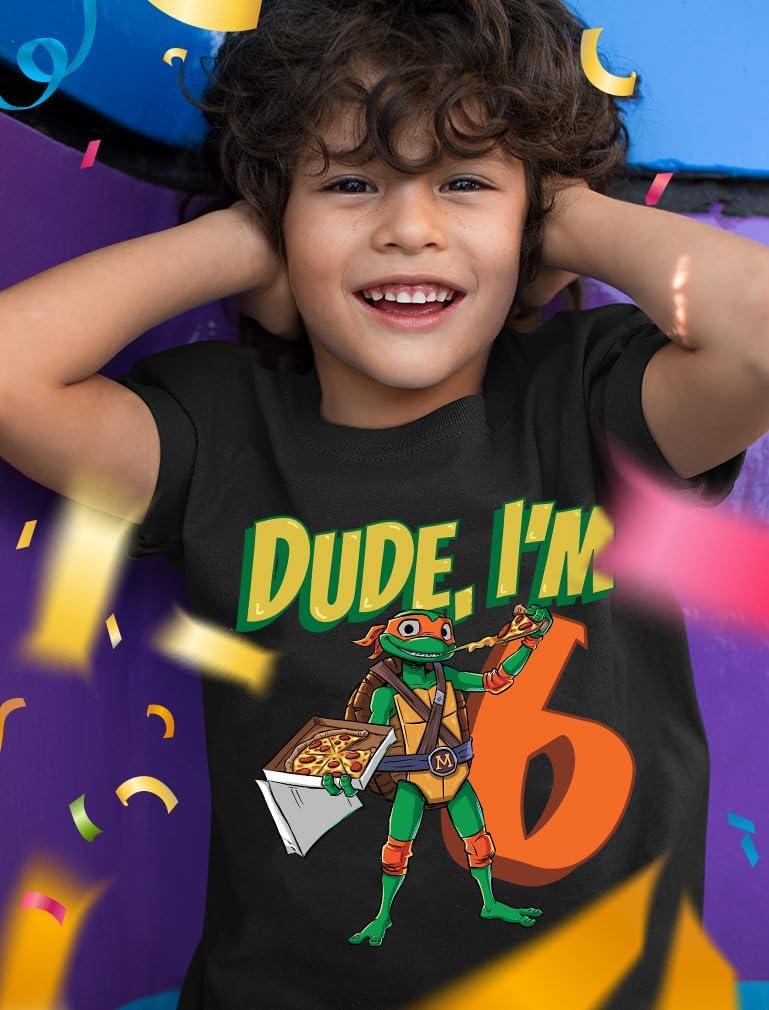 imageTMNT Party Tee for Boys  Cowabunga Ninja Turtles Pizza Shirt Gift for 4th 5th 6th Birthday Toddler KidsDude 6th  Black