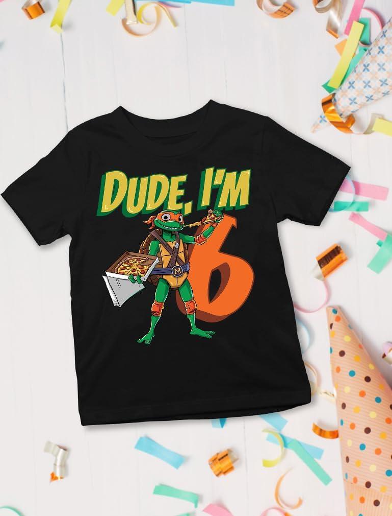 imageTMNT Party Tee for Boys  Cowabunga Ninja Turtles Pizza Shirt Gift for 4th 5th 6th Birthday Toddler KidsDude 6th  Black