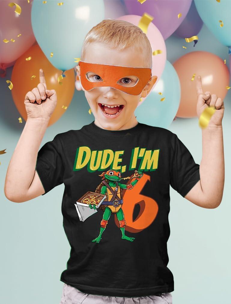 imageTMNT Party Tee for Boys  Cowabunga Ninja Turtles Pizza Shirt Gift for 4th 5th 6th Birthday Toddler KidsDude 6th  Black