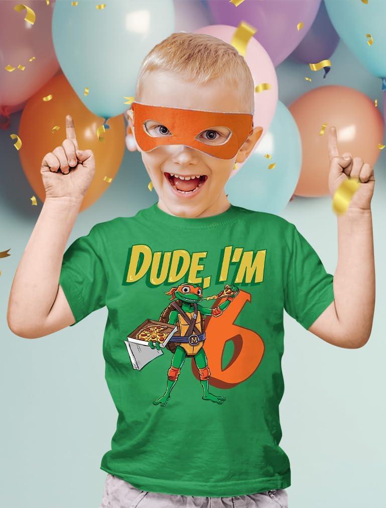 imageTMNT Party Tee for Boys  Cowabunga Ninja Turtles Pizza Shirt Gift for 4th 5th 6th Birthday Toddler KidsDude 6th  Green