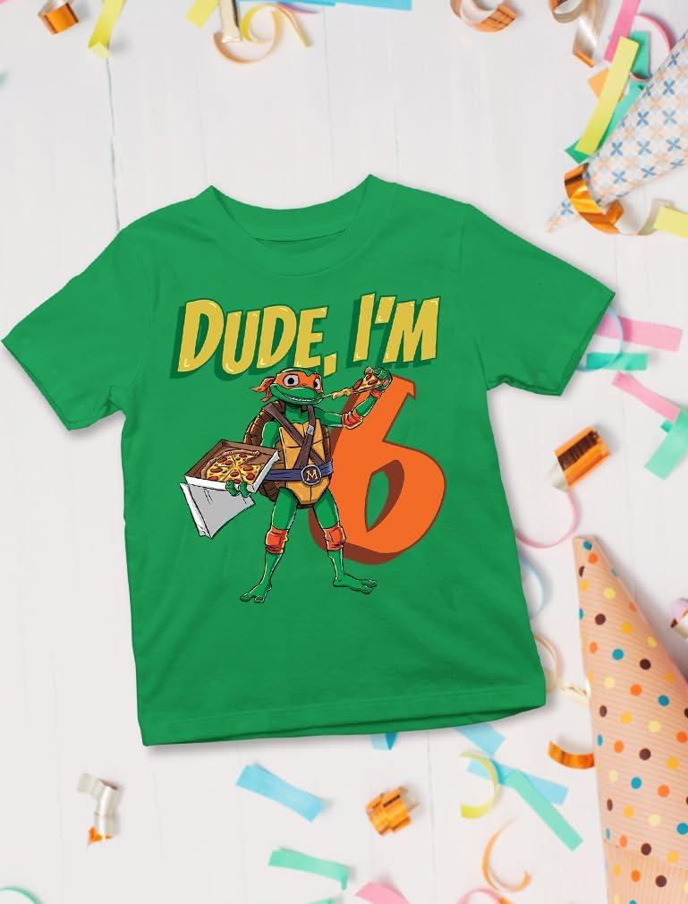 imageTMNT Party Tee for Boys  Cowabunga Ninja Turtles Pizza Shirt Gift for 4th 5th 6th Birthday Toddler KidsDude 6th  Green