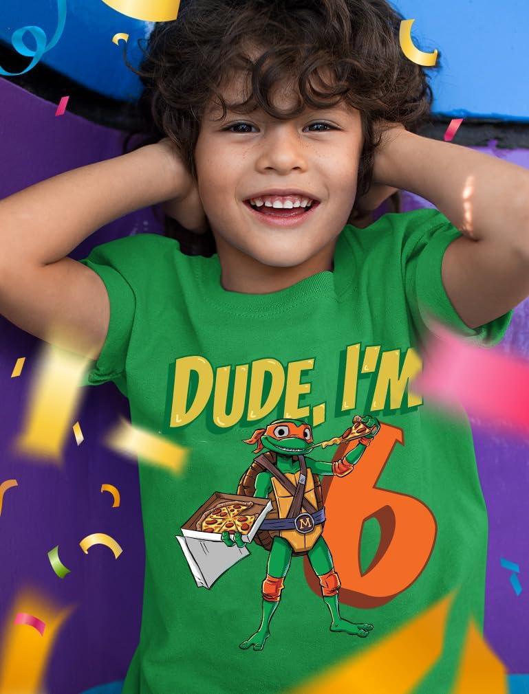 imageTMNT Party Tee for Boys  Cowabunga Ninja Turtles Pizza Shirt Gift for 4th 5th 6th Birthday Toddler KidsDude 6th  Green