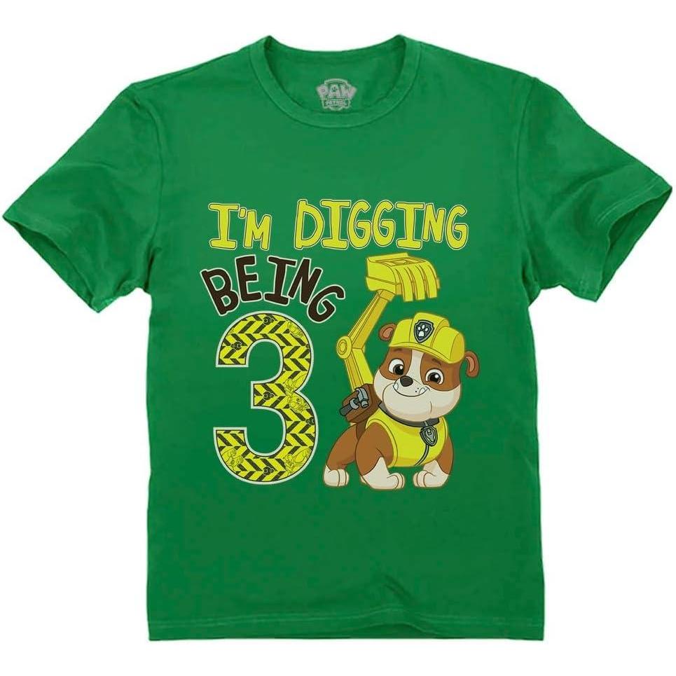 imageRubble Paw Patrol 3rd Birthday Shirt  Fun Gift for 3 Year Old Boy  Toddler Digging Theme Party TShirtGreen