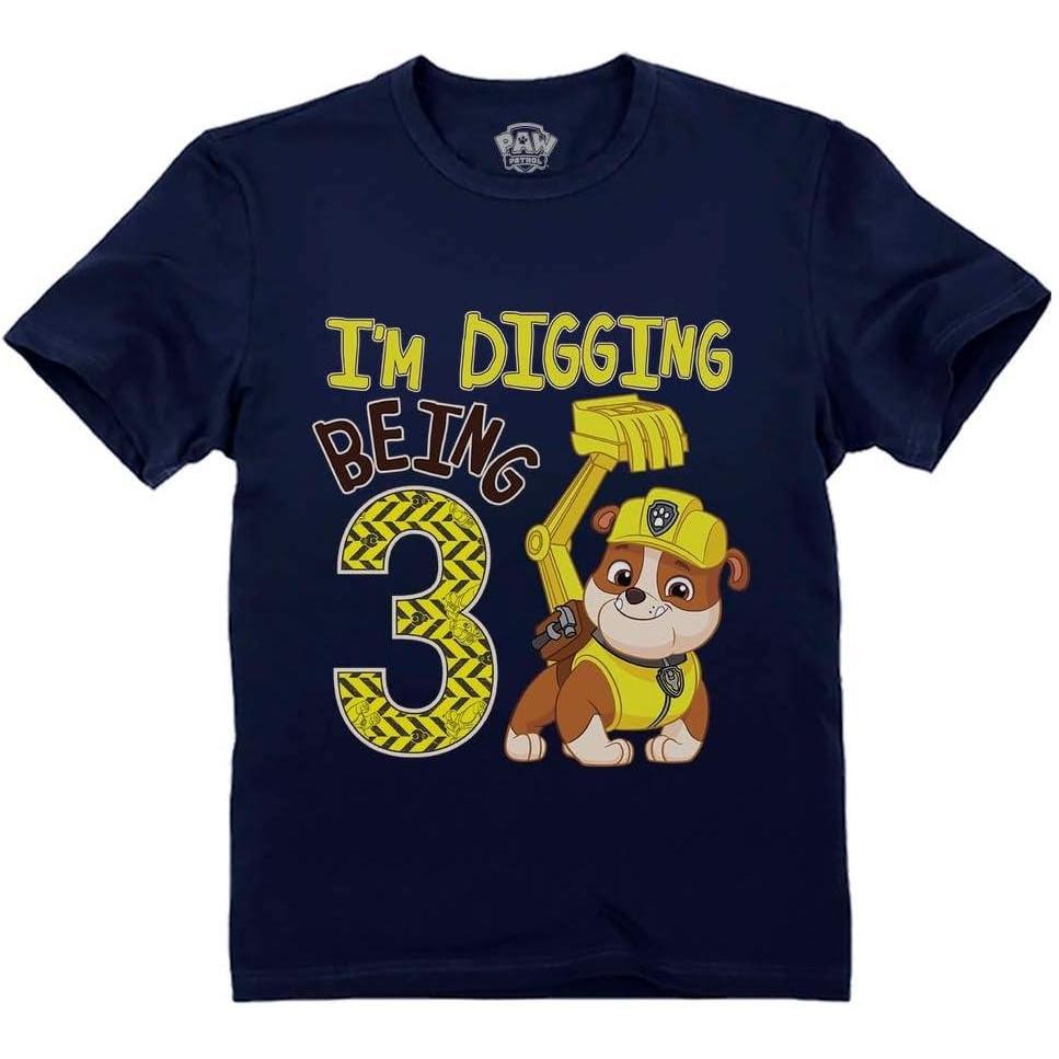 imageRubble Paw Patrol 3rd Birthday Shirt  Fun Gift for 3 Year Old Boy  Toddler Digging Theme Party TShirtNavy