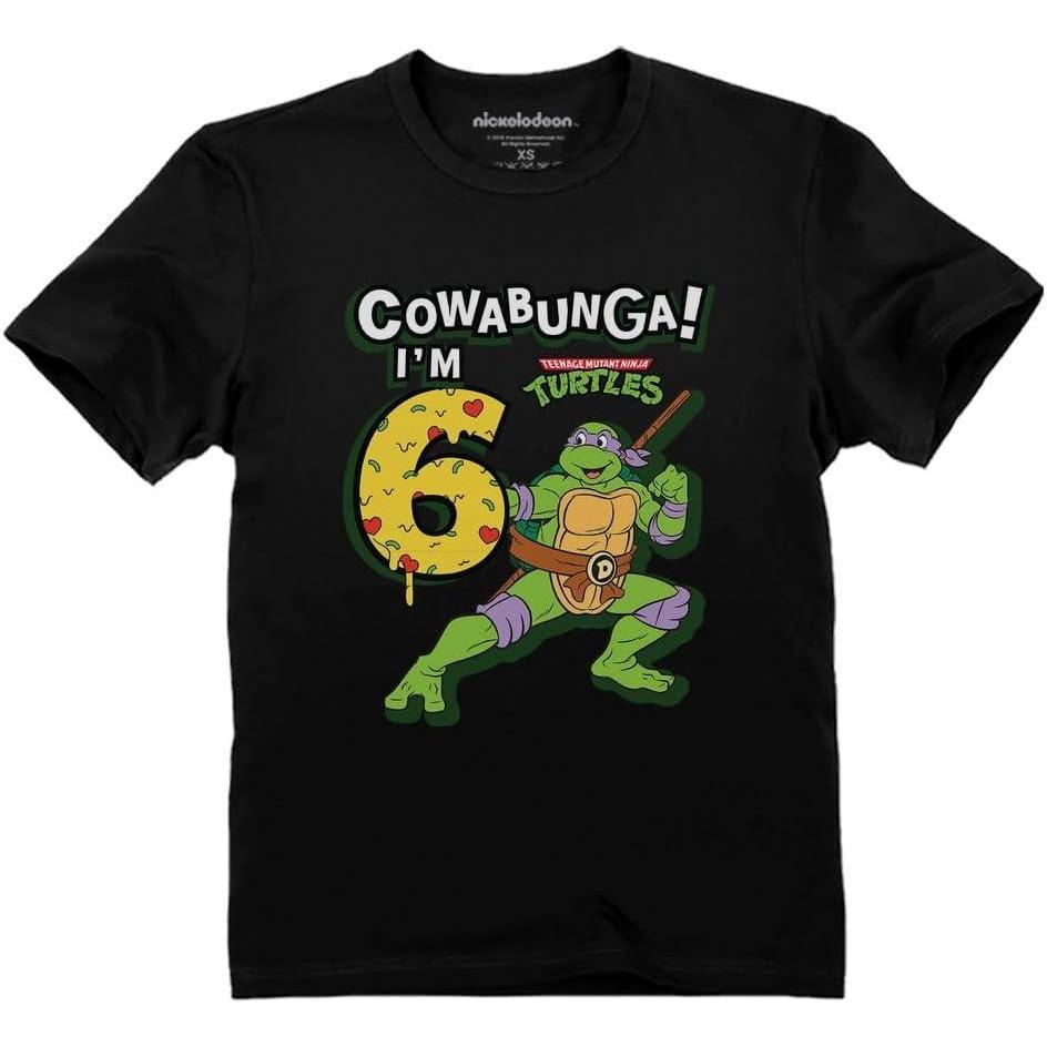 imageTMNT Party Tee for Boys  Cowabunga Ninja Turtles Pizza Shirt Gift for 4th 5th 6th Birthday Toddler KidsCowabunga 6th  Black