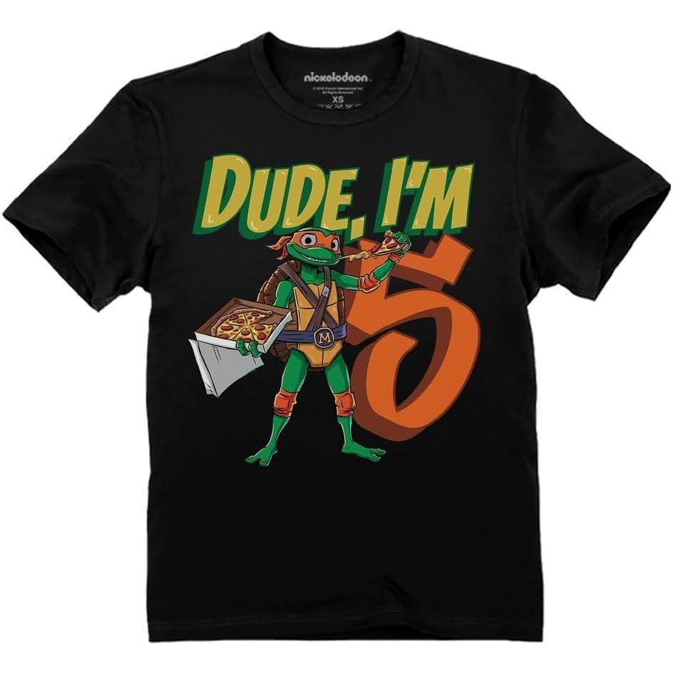 imageTMNT Party Tee for Boys  Cowabunga Ninja Turtles Pizza Shirt Gift for 4th 5th 6th Birthday Toddler KidsDude 5th  Black