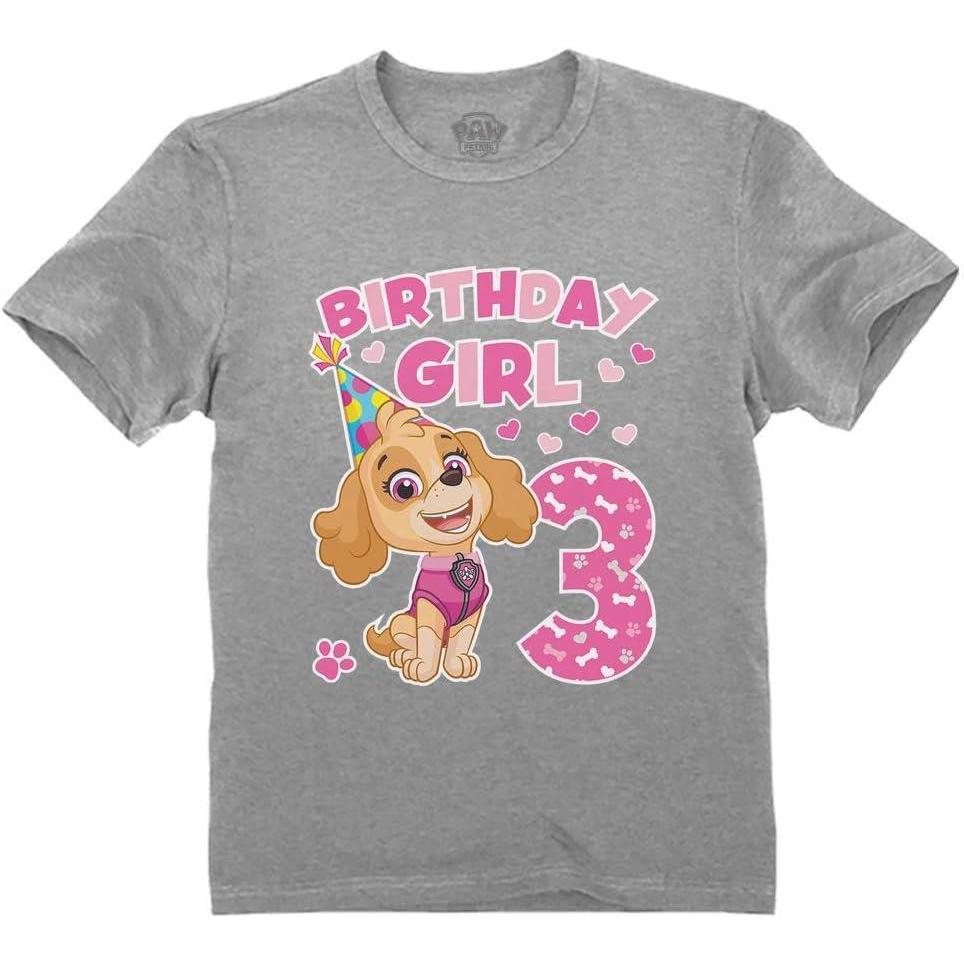imageTstars Time Flies Skye 3rd Birthday Gift Toddler Kids TShirt Paw Patrol Birthday Girl ShirtPawsky  Gray