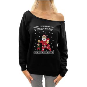 imageTstars I Touch My Elf Sweatshirt Women Teen Girls Ugly Christmas Sweater StyleBlack