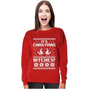 imageTstars Naughty Reindeer Its Christmas Ugly Sweatshirt for Women Tacky Sweater Style Holiday Xmas SweatshirtsRed