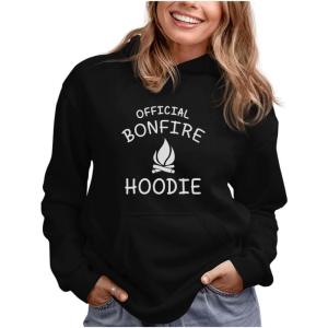 imageTstars Camping Hoodie Camper Gifts Campfire Outdoor Sweatshirt Funny Hoodies for WomenBlack