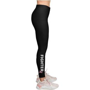 imageTstars Warrior Breast Cancer Awareness Leggings Womens Workout Yoga Pants Pink Ribbon Legging Tights for WomenFighter Black