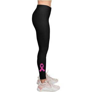 imageTstars Warrior Breast Cancer Awareness Leggings Womens Workout Yoga Pants Pink Ribbon Legging Tights for WomenRibbon Black