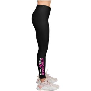 imageTstars Warrior Breast Cancer Awareness Leggings Womens Workout Yoga Pants Pink Ribbon Legging Tights for WomenStronger Black