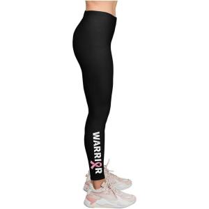 imageTstars Warrior Breast Cancer Awareness Leggings Womens Workout Yoga Pants Pink Ribbon Legging Tights for WomenWarrier Black
