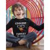 imageTstars Turkey ampamp Touchdowns Kids Shirt  Thanksgiving Long Sleeve Tee for Toddler Boys Girls ampamp Youth Holiday OutfitCoolest  Black