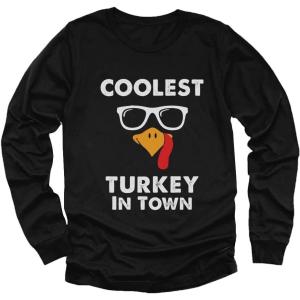 imageTstars Turkey ampamp Touchdowns Kids Shirt  Thanksgiving Long Sleeve Tee for Toddler Boys Girls ampamp Youth Holiday OutfitCoolest  Black