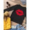 imageTstars Red Lipstick Kiss Girls Valentines Day Shirt Cute Valentine Toddler Kids Long Sleeve TShirtBlack