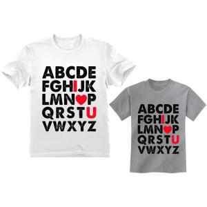 imageFather ampamp DaugherSon Matching TShirt Valentines Day Alphabet ABC I Love You Kids Gray 56  Adults White Medium