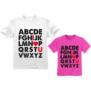 imageFather ampamp DaugherSon Matching TShirt Valentines Day Alphabet ABC I Love You Kids Pink 3T  Adults White Medium