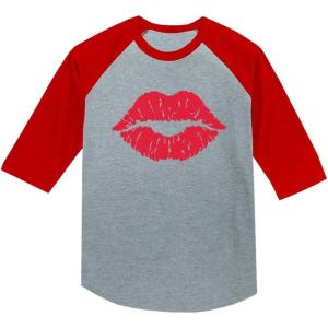 imageTstars Red Lips Cute Valentines Day Casual Girls 34 Sleeve Baseball Jersey Toddler ShirtRed