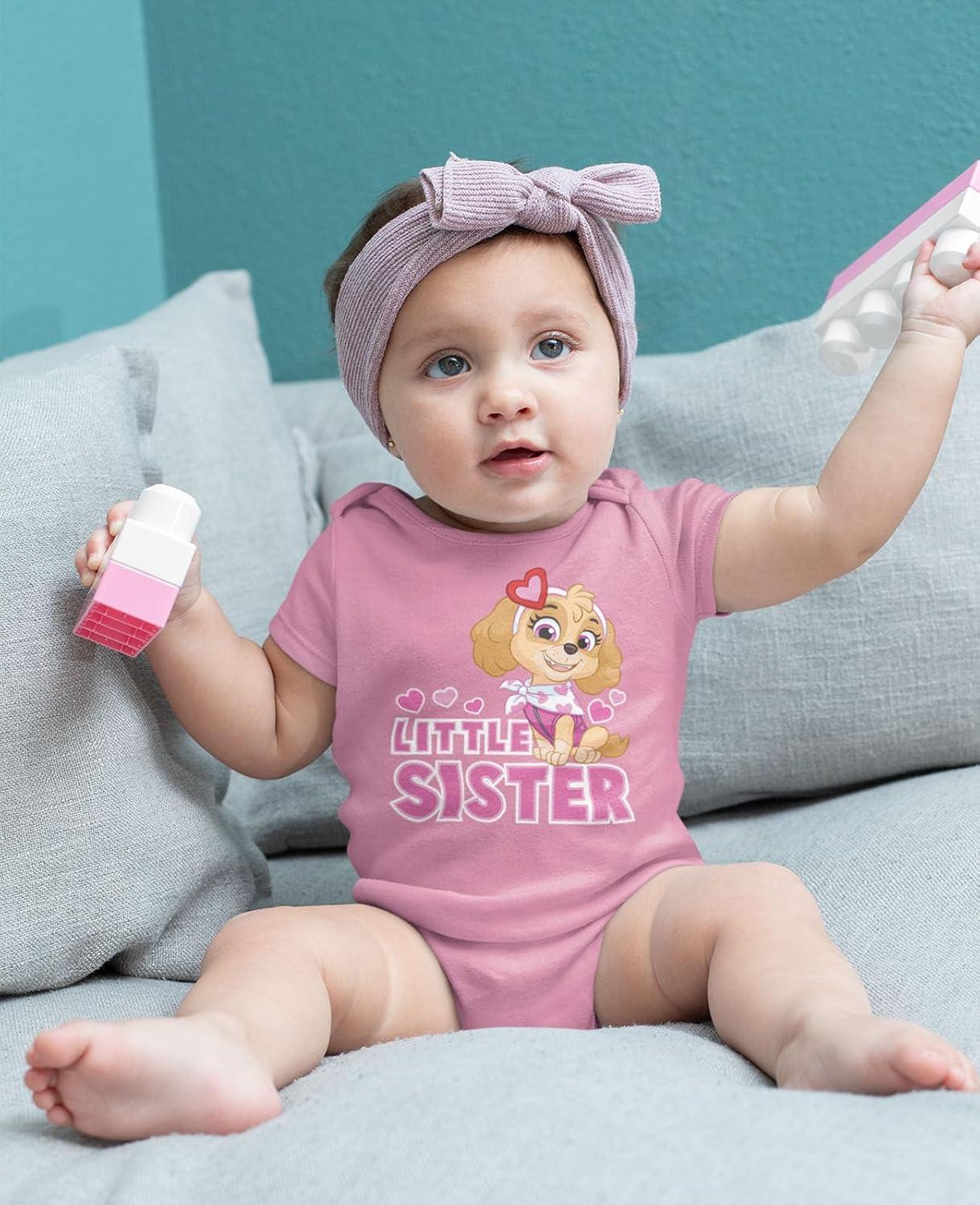 imagePaw Patrol Skye Little Sister Bodysuit  Newborn Baby Girl Outfit  Infant Sibling Gift or Coming Home LookSister Pink